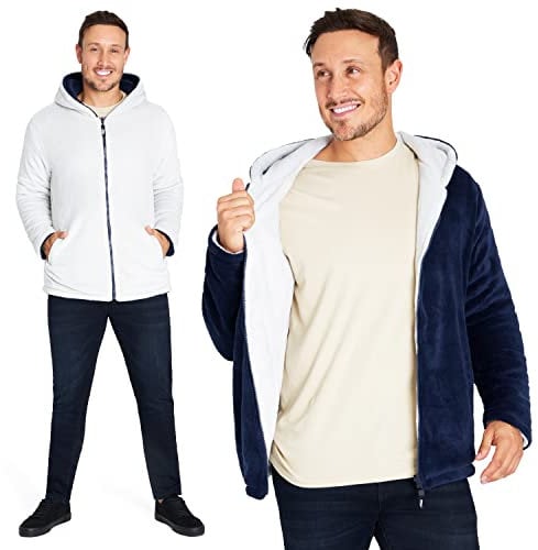 CityComfort Felpa Uomo Reversibile con Zip, Felpa Invernale in Pile M-3XL (Blu Navy, L)