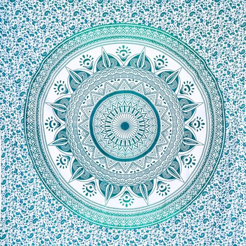 MOMOMUS Großes Strandtuch XL Sandfrei - Mit Mandala-Motiv - Ideal als Pareo, Strandtuch Groß Sandabweisend oder Strandlaken XL - Türkis, 135x210 cm