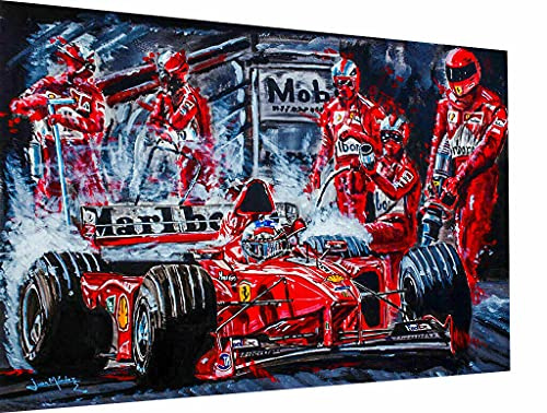 Magic Canvas Art - Bilder Michael Schumacher F1 Abstrakt Leinwandbild 1- teilig Hochwertiger Kunstdruck modern Wandbilder Wanddekoration Design Wand Bild – A3540, Größe: 60 x 60 cm