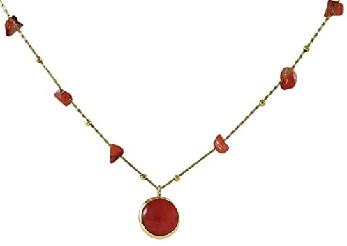 Goldkette Damen 925 - Achat - Heilstein - Kette - Halskette Braun - Damen - Geburtstag - Vergoldete Kette 45 cm - Geschenk für Sie - Schmuck Geschenk - Handmade