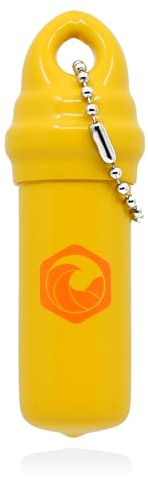 Seahive Schwimmender Schlüsselanhänger (1 Packung) mit wasserdichtem Sicherheitsbehälter, Boot-Schlüsselschwimmer – Ponton, Angelzubehör, Schlüsselhalter, gelb, 11 x 3 x 3 cm