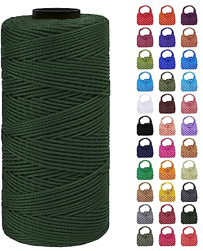 LEREATI Makramee Garn Geflochten 1.5mm x 200m Bunt Schnur für Armbänder Faden Zum Perlen Auffädeln, Macrame Cord 1.5mm für Basteln, Knüpfen, Dekoration, Borsa Crossbody (Dunkelgrün)