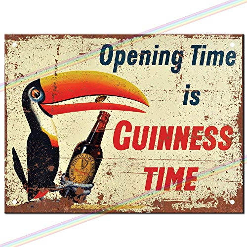 Guinness Time Logo Tin Metal Bar Sign Father's Day Hanging Kitchen Wall Plaque Kitchen Garden Shed Garage Retro Vintage UK Large (27cm x 18cm) #MS135-L