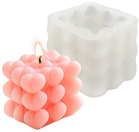 Silikonform Herz Kerzenform 3D Herzform Bubble Kerzenform Epoxidharz Gießform DIY Valentinstag Kerzen Resin Form Silikon Bubble Seifenformen Backformen Geschenk zum Valentinstag