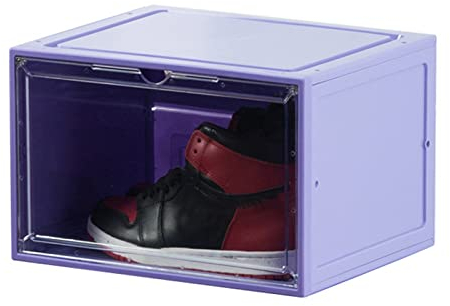 Cymwer Schuh-Aufbewahrungsbox, LED-leuchtende High Heels-Boxen, transparente Klangkontrolle, AJ-Vitrine, seitlich offen, magnetisch, staubdicht, Schuhboxen, stapelbar, Schuh-Organizer mit Deckel for
