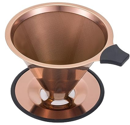 INSINTAR Gold Stainless Steel Pour Over Coffee Dripper, Reusable Fine Mesh Strainer Coffee Filter for Slow Drip Coffee Brewing, Portable Coffee Maker(1-4 Cup) (gold)