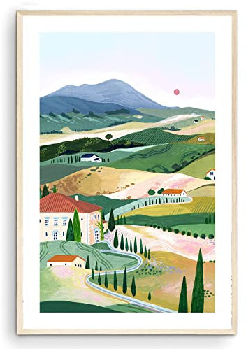 Nationcog Toskana Kunstdruck – Italien-Kunstdruck, Val d'Orcia, Reisegeschenk, Toscana Wandkunst, Heimdekoration (ungerahmt) (30,5 x 45,7 cm)