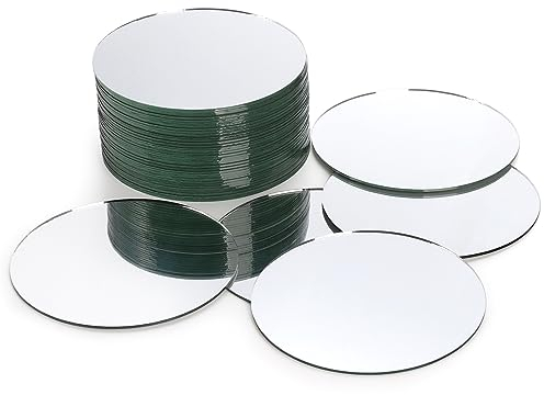 Suwimut Set of 40 Round Mirror Candle Plate, 12.5cm/5 inch Small Round Mirror Tiles Mirrors Trays Glass Mirror Circles for Table, Wedding Centerpieces, Wall Decor, Crafts, Framing, Mosaic