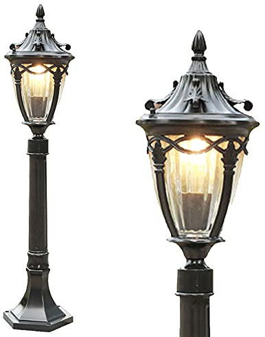 Mengjay Stehlampe Außenleuchte,Vintage Gartenlampe,Spalte-Lampe Rasenleuchte Außen Wasserdichte Glas Spalte Lampe Garten Landschaft Pole Lights Outdoor Leuchten E27 Dekoration Straßenlaterne (F)