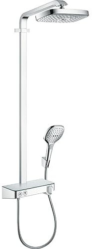 Colonne de douche thermostatique HANSGROHE Raindance Select E 300 EcoSmart avec mitigeur 30 cm chromé + tablette AddStoris