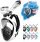 HINATAA Maschera Subacquea,Doppia Palla Galleggiante Maschera Snorkeling,180° Anti-Nebbia Leak Proof Maschera Facciale Integrale Snorkeling,Fotocamere Compatibili Bambini,Adulti (Bianco Nero, S/M)