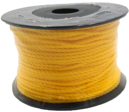 Abio Maurerschnur 100m Gelb Polyethylen Ø 2 mm Knotenfest Reißfest Belastbar Richtschnur auf Spule Bauschnur Lotschnur Pflasterschnur Gelb 1x100m