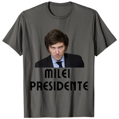 JAVIER MILEI ARGENTINA - PELUCA MILEI - ARGENTINIEN T-Shirt - Grau - S - Kurzarm - Klassisch - Unisex Erwachsene - Political Theme T-Shirt