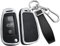 ontto Coque de clé de voiture - Compatible avec Audi A1 A3 8P A4 A5 A6 A7 S3 S7 Q2 Q3 Q5 SQ5 C5 C6 TT RS3 - En métal - En cuir synthétique - Avec télécommande - 3 boutons - Argenté/noir
