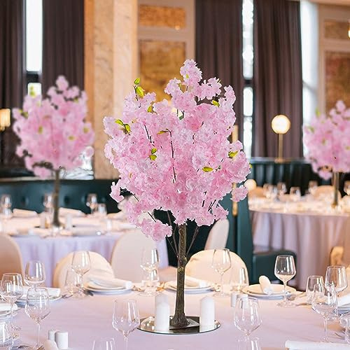 BLOSMON Centro de mesa de cerezo en flor: 6 piezas rosas de 39.3 pulgadas de alto, ramas de flores de cerezo artificiales, arreglos florales para mesa de boda, hogar, fiesta, sala de eventos