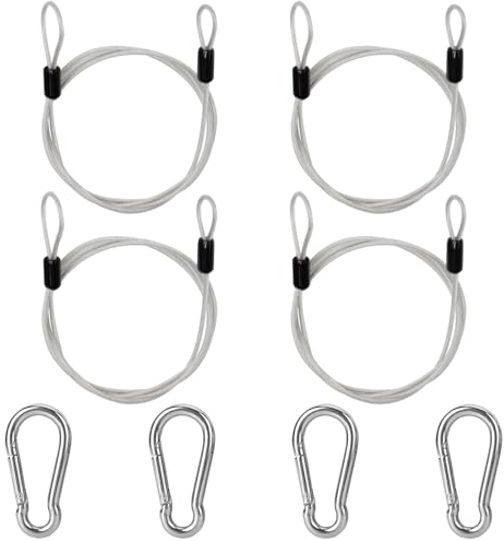 Pilikoll 4 Piezas 1m x 2.5mm Cable de Acero Cable de Acero Trenzado con Ojales Cable de Seguridad de Acero Inoxidable Cable de Acero de Seguridad con Bucles para Muebles de Jardín, Bicicletas