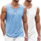 COOFANDY Herren Ärmelloses Laufshirt Tanktop atmungsaktives elastisches Quick Dry Funktionsshirts Baselayer Sports Fitness Weiß/Hellblau XL