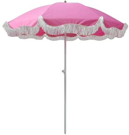 Xzomystify Parasol Inclinable De Jardin Exterieur Frange Parasol Plage Anti UV 2m Parasol De Terrasse Exterieur Portable Parasol De Table Parasol Balcon Appartement Rose Parasol De Marché UPF50+