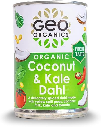 Geo Organics Coconut & Kale Dahl 400g (Pack of 3) | Authentic Indian Side Dish | Low Sugar & Salt | Certified Organic | Vegan Meals & Gluten-Free Food | Mild Spice Level