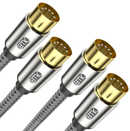 EMK MIDI Cable, 5-Pin Nylon Braided MIDI Cable Compatible with MIDI Keyboard, Synthesizer, Guitar Multi Effects, Sampler, External Sound Card, Audio Mixer, Audio Amplifier (2 PCS, 8Ft/2.4M)