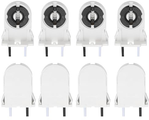 PATIKIL T8 Lamp Holder with Wires, 8Pcs PC Heat-Resistant G13 Base Light Socket for LED Fluorescent Tube Replacements