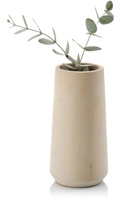 Beske-Manufaktur Vase 'Eiskar', handgefertigte Vase aus Beton | in 3 Größen | in 5 Farben | Handarbeit aus Deutschland (M, Zartgelb)