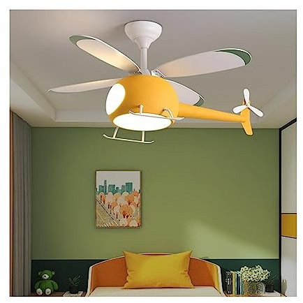MZZYG Ceiling Fan with Lights Helicopter lamp for kids bedroom, airplane light for study, boys and girls room, blue and pink.(C)