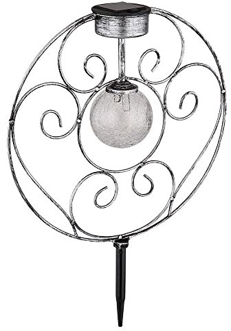 Solarlampe orientalische Glaskugel Dekoleuchte Gartenlampe Solar Solarleuchte Metall für Außen, Metall Glas, Erdspieß, 1x LED 0,06W warmweiß, LxBxH 30x8,5x41 cm