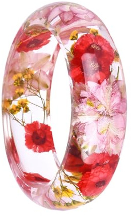 HIJONES Damen Gepresste Getrocknete Blumen Pflanze Harz Armband Wishing Kette Match Anhänger Halskette Stil 1
