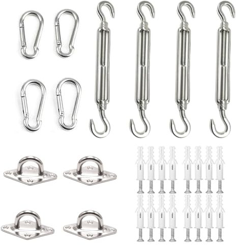 Kit di accessori per vele ombreggianti Pali per vele ombreggianti in acciaio inossidabile 304 Robusti accessori per vele ombreggianti Stabilità Kit per pergola Accessori per tettoie multiuso p