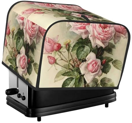 Funda para tostadora, funda antipolvo para tostadora de 4 rebanadas, funda para máquina de hacer pan, funda para horno tostador, rosa rosa vintage