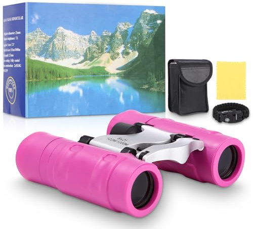 Jumelles Enfant, Jouet Enfant 3 4 5 6 7 8 9 10 11 12 Ans,8x21 Maginification,Jouets de Plein air pour Le Sport et Les Jeux de Plein air(Rose)