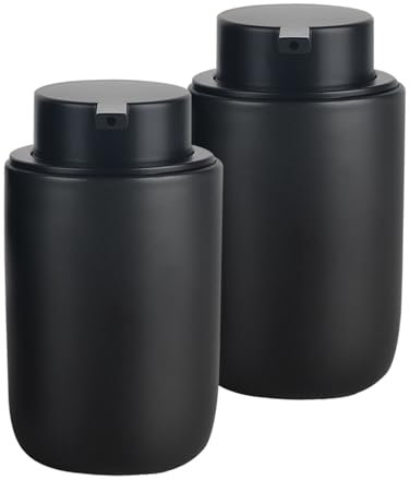 BosilunLife Black Soap Dispenser Set - 2 Pack 350ml / 12oz Ceramic Dish Soap Dispenser with Rust Proof Pump for Kitchen, Hand Soap and Lotion Set Suitable for Farmhouse Bathroom Decor