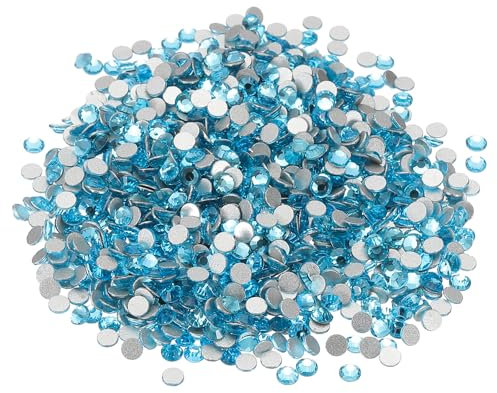 PATIKIL SS12/1440Pcs Glass Diamante Rhinestone, Crystal Glass Flat Back Rhinestones Round Crystal Man Made Gems Diamond Decor for Nail Art Craft Clothes DIY Makeup, Blue