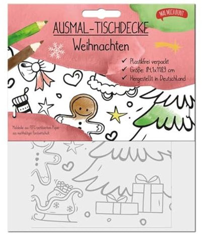 Mal mich bunt Ausmal-Tischdecke, Weihnachten, 84,1x118,9cm