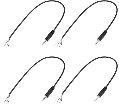 The Lord of the Tools Cavo audio stereo TRRS a 4 pin con presa jack da 3,5 mm maschio a cavo nudo a estremità aperta, 4 pezzi, 30 cm