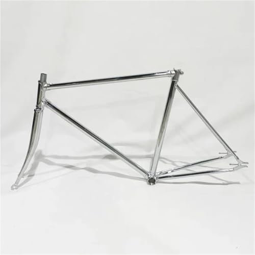 AOLUOER 700C Vintage Fahrradrahmen Retro Silber 52 cm Single Speed Fahrrad Fixie Pendler Dame Stärke Carbon Stahl Radfahren Teile
