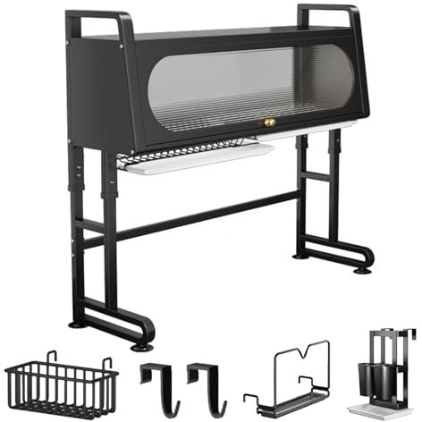Escurridor de platos grande para fregadero con soporte para utensilios y cesta de almacenamiento, organizador de cocina multifuncional ajustable para un secado y almacenamiento eficientes