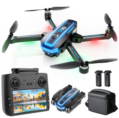 G10 GPS Drones avec Caméra 4K pour Enfant et Adultes (Radiocommande avec Écran) 5GHz WiFi RC Quadricoptère Pliable avec Suivi de Sujet, Moteur sans Balais, Temps de Vol de 45 min, moins de 249g, C0