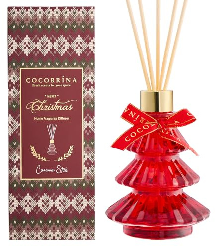 COCORRÍNA Weihnachten Raumduft mit 8 Duftstäbchen 170ml, Cinnamon Stick, Langanhaltend, Home Duft ätherisches Öl Reed Diffusor für Badezimmer Regal Dekoration