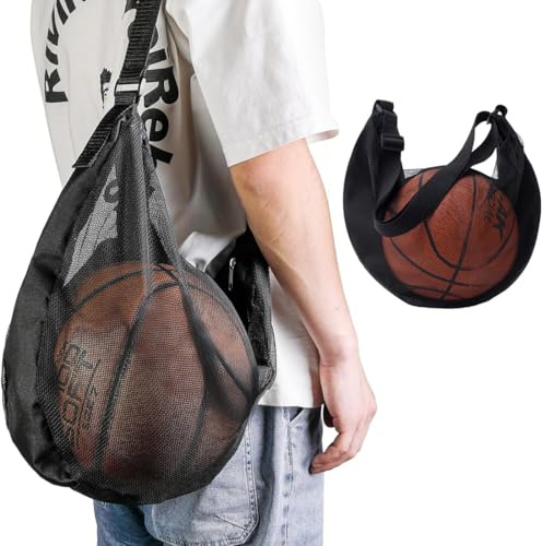 Zaino Basket, Porta da Calcio Basket Accessori, Sacca Zaino, Borsa da Pallacanestro, Borsa a Rete con Moschettone, Borsa a Rete per Calcio