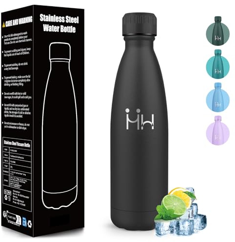 Mulbijeo Trinkflasche Edelstahl 500ML, BPA-frei, Wasserflasche, Auslaufsichere Isolierflasche Doppelwandig, Thermosflasche, Trinkflasche Kohlensäure Geeignet, für Fitness, Schule, Kinder