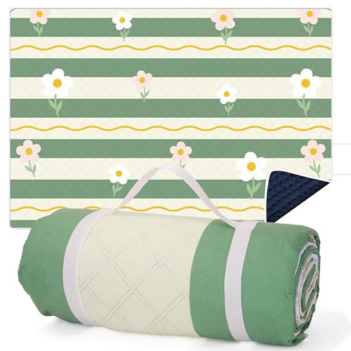 LARUTAN Picknickdecke 200x300 cm, wasserdicht & waschbar, Faltbare Stranddecke mit Tragegriff, große Outdoor Decke für Strand, Camping, Park & Picknick, Provence