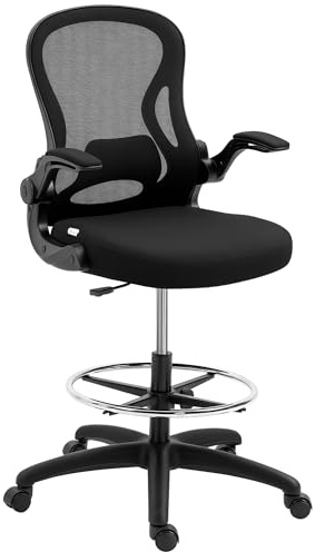 HOMELEN Zeichenstuhl, höhenverstellbarer Bürostuhl, mit Fußstütze, 59 cm x 65 cm x 122 cm, Schwarz,Schreibtischstuh,individuell einstellbar,Gaming Stuhl,Computerstuhl Home Office Chair Ergonomic