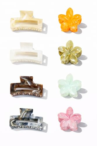 SNKPRODUCTS - Pack 8 pinzas para el pelo – Hairclips, Pinzas para el cabello, Accesorios de moda para el pelo, Antideslizantes, Tipo garra, Acabado tipo mármol. (Pack Elegance Marble Collection)
