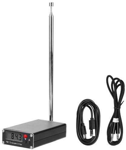 Htuteyy Transmisor FM de 0,5 W con Pantalla Digital y Alcance de 2000 Metros, Transmisión Estéreo de 76-108 MHz, Equipo de Radio Portátil.
