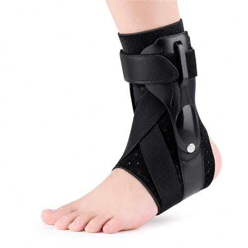 Tutore Piede Cadente AFO con Doppia Piastra di Supporto e Airbag Gonfiabile, Stabilizzatore Caviglia Regolabile Uomo Donna, Supporto Ortopedico Ergonomico Nero(M)