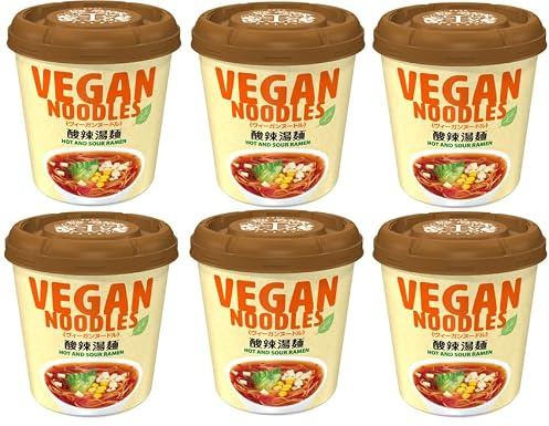 Japanese Vegan Instant Noodles, Hot & Sour Ramen, Made in Japan, Non-Fried Noodles, Pack of 6 x 56 g