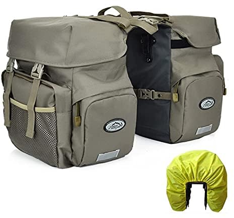 ZTZ Sacoche Siège de Vélo, Toile Cyclisme Porte-Bagage Arrière, Étanche, Enroulable, Gris