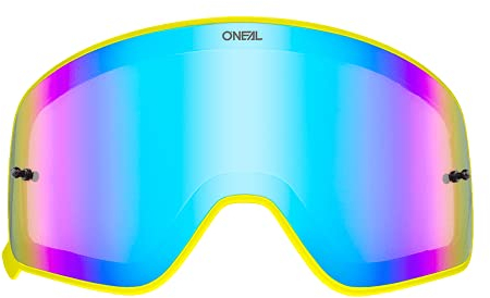 O'NEAL | Motocross-Brillen-Ersatzteile | Motorrad Enduro | Magnet-Linse aus Polycarbonat, Hochwertige und schlagfeste Linse mit 100% UV Schutz | B 50 Goggle Yellow Spare Leans | Radium Blau